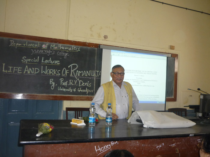 lecture by Prof. R.Y.Denis ,Department of Mathematics, Ghorakpur on
Life and works of Ramanujan